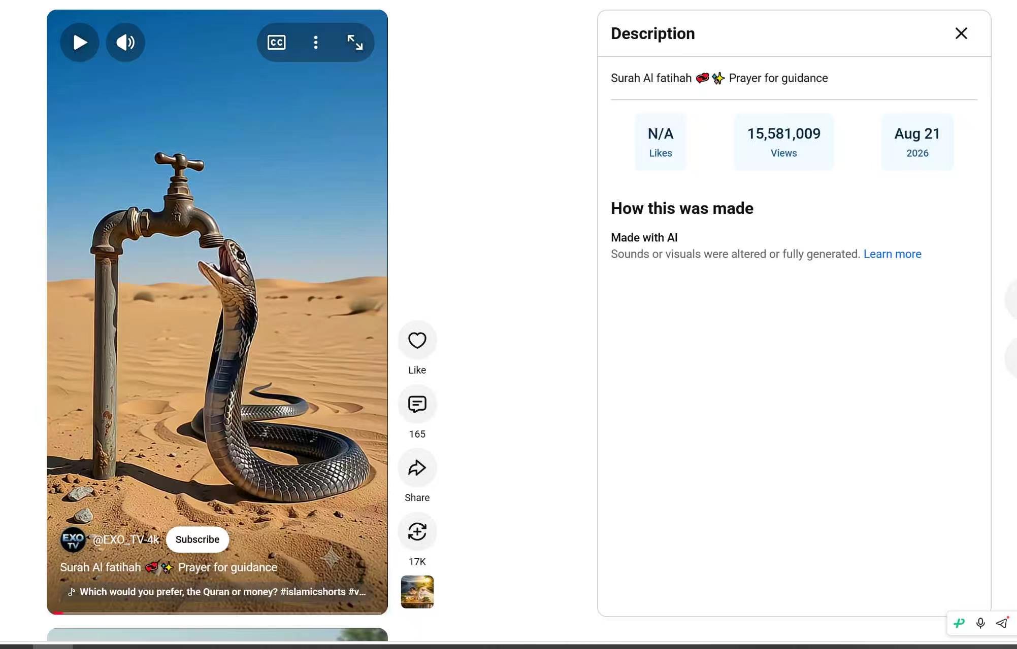 A thirsty cobra beside a faucet in the desert